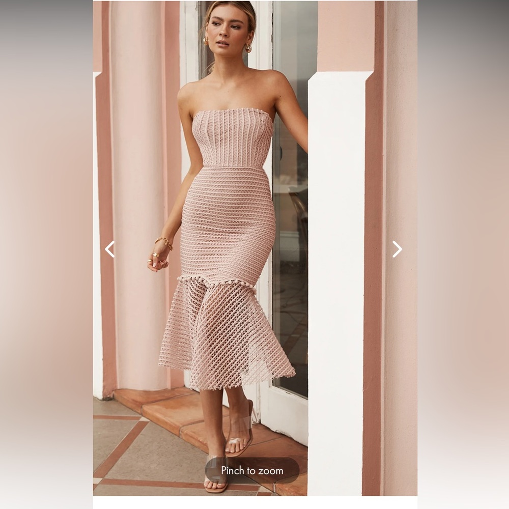 LACE MIDI DRESS BLUSH